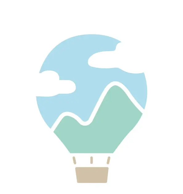 Horizon hot-air-balloon symbol representing freedom, dreams and journeys still ahead